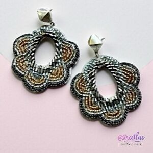 Stella & Dot Gray Dove Statement Earrings NWT